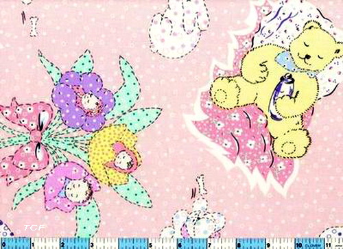 Baby Flowers Bouquet Pillow Bear Pink Fabric